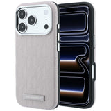 Husa pentru iPhone 17 Pro / iPhone 18 Pro, Karl Lagerfeld Grained Leather Mono Resin Logo MagSafe, Roz