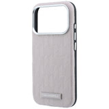 Husă pentru iPhone 18 Pro Max / iPhone 17 Pro Max, Karl Lagerfeld Grained Leather Mono Resin Logo, MagSafe, Roz