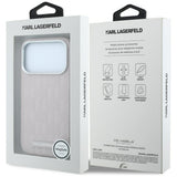 Husă pentru iPhone 18 Pro Max / iPhone 17 Pro Max, Karl Lagerfeld Grained Leather Mono Resin Logo, MagSafe, Roz