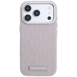 Husă pentru iPhone 18 Pro Max / iPhone 17 Pro Max, Karl Lagerfeld Grained Leather Mono Resin Logo, MagSafe, Roz