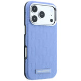 Husă pentru iPhone 17 Pro / iPhone 18 Pro, Karl Lagerfeld Grained Leather Mono Resin Logo MagSafe, Bleu