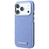 Husă pentru iPhone 17 Pro / iPhone 18 Pro, Karl Lagerfeld Grained Leather Mono Resin Logo MagSafe, Bleu