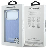 Husă pentru iPhone 18 Pro Max / iPhone 17 Pro Max, Karl Lagerfeld Grained Leather Mono Resin Logo, MagSafe, Albastru deschis