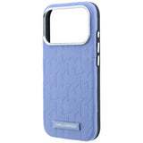 Husă pentru iPhone 18 Pro Max / iPhone 17 Pro Max, Karl Lagerfeld Grained Leather Mono Resin Logo, MagSafe, Albastru deschis