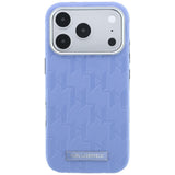 Husă pentru iPhone 18 Pro Max / iPhone 17 Pro Max, Karl Lagerfeld Grained Leather Mono Resin Logo, MagSafe, Albastru deschis