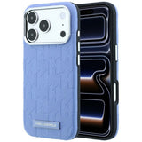 Husă pentru iPhone 18 Pro Max / iPhone 17 Pro Max, Karl Lagerfeld Grained Leather Mono Resin Logo, MagSafe, Albastru deschis