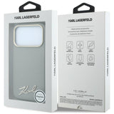 Husă pentru iPhone 17 Pro Max / iPhone 18 Pro Max, Karl Lagerfeld Saffiano Small Script Metal Logo MagSafe, Bej