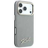 Husă pentru iPhone 17 Pro Max / iPhone 18 Pro Max, Karl Lagerfeld Saffiano Small Script Metal Logo MagSafe, Bej