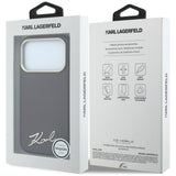 Husă pentru iPhone 17 Pro Max / iPhone 18 Pro Max, Karl Lagerfeld Saffiano Small Script Metal Logo MagSafe, Bordo