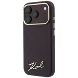 Husă pentru iPhone 17 Pro Max / iPhone 18 Pro Max, Karl Lagerfeld Saffiano Small Script Metal Logo MagSafe, Bordo