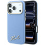 Husă pentru iPhone 17 Pro / iPhone 18 Pro, Karl Lagerfeld Saffiano Small Script Metal Logo MagSafe, Bleu