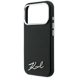 Husă pentru iPhone 17 Pro Max / iPhone 18 Pro Max, Karl Lagerfeld Saffiano Small Script Metal Logo MagSafe, Neagră