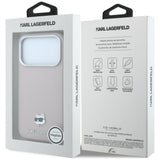 Husă pentru iPhone 17 Pro / iPhone 18 Pro, Karl Lagerfeld Grained Leather Choupette Head MagSafe, Roz