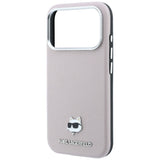 Husă pentru iPhone 17 Pro Max / iPhone 18 Pro Max, Karl Lagerfeld Grained Leather Choupette Head MagSafe, Roz