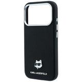 Husă pentru iPhone 17 Pro / iPhone 18 Pro, Karl Lagerfeld Grained Leather Choupette Head MagSafe, Neagră