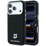 Husă pentru iPhone 17 Pro / iPhone 18 Pro, Karl Lagerfeld Grained Leather Choupette Head MagSafe, Neagră