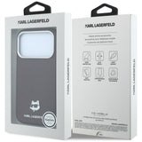 Husă pentru iPhone 17 Pro / iPhone 18 Pro, Karl Lagerfeld Grained Leather Choupette Head MagSafe, Bordo