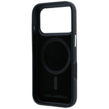 Husă pentru iPhone 17 Pro / iPhone 18 Pro, Karl Lagerfeld Grained Leather KC Heads MagSafe, Bordo