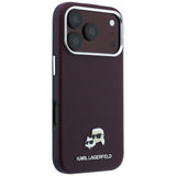 Husă pentru iPhone 17 Pro Max / iPhone 18 Pro Max, Karl Lagerfeld Grained Leather KC Heads MagSafe, Bordo
