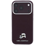 Husă pentru iPhone 17 Pro Max / iPhone 18 Pro Max, Karl Lagerfeld Grained Leather KC Heads MagSafe, Bordo