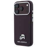 Husă pentru iPhone 17 Pro Max / iPhone 18 Pro Max, Karl Lagerfeld Grained Leather KC Heads MagSafe, Bordo