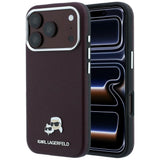 Husă pentru iPhone 17 Pro Max / iPhone 18 Pro Max, Karl Lagerfeld Grained Leather KC Heads MagSafe, Bordo