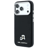 Husă pentru iPhone 17 Pro / iPhone 18 Pro, Karl Lagerfeld Grained Leather KC Heads MagSafe, Neagră