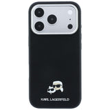 Husă pentru iPhone 17 Pro / iPhone 18 Pro, Karl Lagerfeld Grained Leather KC Heads MagSafe, Neagră