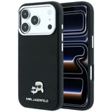 Husă pentru iPhone 17 Pro / iPhone 18 Pro, Karl Lagerfeld Grained Leather KC Heads MagSafe, Neagră