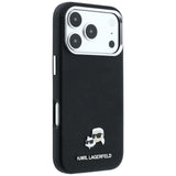 Husă pentru iPhone 17 Pro Max / iPhone 18 Pro Max, Karl Lagerfeld Grained Leather KC Heads MagSafe, Neagră