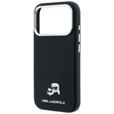 Husă pentru iPhone 17 Pro Max / iPhone 18 Pro Max, Karl Lagerfeld Grained Leather KC Heads MagSafe, Neagră