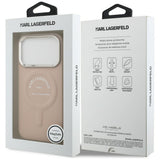 Husă pentru iPhone 17 Pro Max / iPhone 18 Pro Max, Karl Lagerfeld Leather Ring Karl RSG Logo MagSafe, Roz