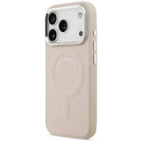 Husă pentru iPhone 17 Pro Max / iPhone 18 Pro Max, Karl Lagerfeld Leather Ring Karl RSG Logo MagSafe, Roz