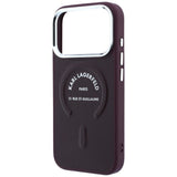 Husă pentru iPhone 17 Pro Max / iPhone 18 Pro Max, Karl Lagerfeld Leather Ring Karl RSG Logo MagSafe, Bordo