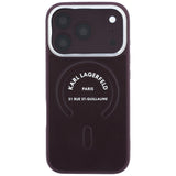 Husă pentru iPhone 17 Pro Max / iPhone 18 Pro Max, Karl Lagerfeld Leather Ring Karl RSG Logo MagSafe, Bordo
