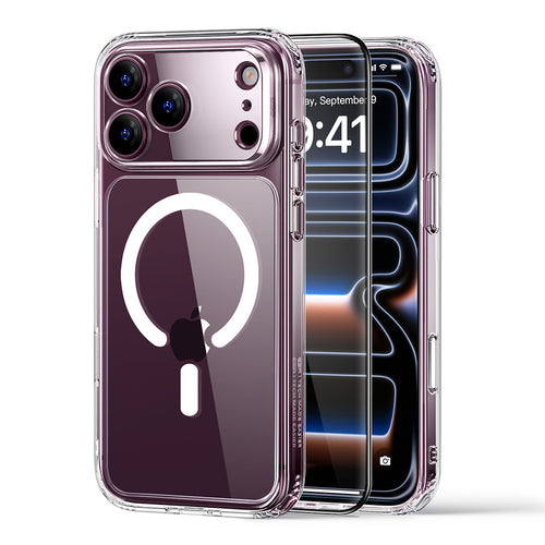 Husă pentru iPhone 17 Pro / iPhone 18 Pro, ESR Classic Hybrid HaloLock cu Folie de protecție ecran, Transparentă