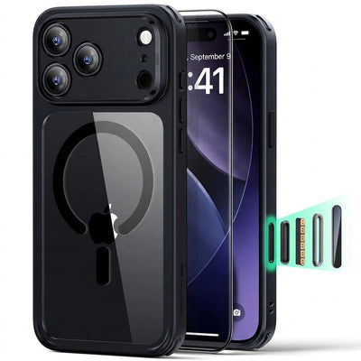 Husă pentru iPhone 17 Pro / iPhone 18 Pro, ESR Classic Hybrid HaloLock cu Folie protectoare, Transparentă Neagră