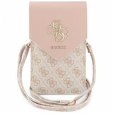 Borseta telefon Guess 4G Grained Classic Logo, Piele ecologica, Curea reglabila, Roz
