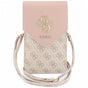 Borseta telefon Guess 4G Grained Classic Logo, Piele ecologica, Curea reglabila, Roz