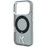 Husă pentru iPhone 17 Pro / iPhone 18 Pro, Karl Lagerfeld Hardcase IML Ring Stand MagSafe Kameo Metal, Neagră