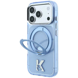 Husă pentru iPhone 17 Pro Max / iPhone 18 Pro Max, Karl Lagerfeld HC IML Ring Stand MagSafe Kameo Metal, Albastră