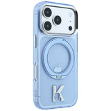Husă pentru iPhone 17 Pro / iPhone 18 Pro, Karl Lagerfeld Hardcase IML Ring Stand MagSafe Kameo Metal, Albastră