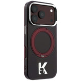 Husă pentru iPhone 17 Pro / iPhone 18 Pro, Karl Lagerfeld Hardcase IML Ring Stand MagSafe Kameo Metal, Bordo