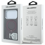 Husă pentru iPhone 17 Pro Max / iPhone 18 Pro Max, Karl Lagerfeld Hardcase IML Ring Stand MagSafe Kameo Metal, Bordo