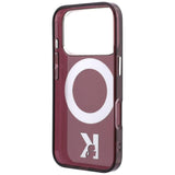 Husă pentru iPhone 17 Pro Max / iPhone 18 Pro Max, Karl Lagerfeld Hardcase IML Ring Stand MagSafe Kameo Metal, Bordo