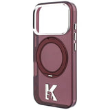 Husă pentru iPhone 17 Pro Max / iPhone 18 Pro Max, Karl Lagerfeld Hardcase IML Ring Stand MagSafe Kameo Metal, Bordo