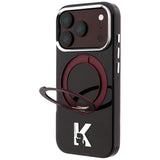 Husă pentru iPhone 17 Pro Max / iPhone 18 Pro Max, Karl Lagerfeld Hardcase IML Ring Stand MagSafe Kameo Metal, Bordo