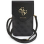 Borseta universala Guess 4G Grained Classic Logo, Piele ecologica, Curea reglabila, Neagra