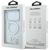 Husa telefon pentru iPhone 17 Pro / iPhone 18 Pro, Karl Lagerfeld Hardcase IML Ring Stand MagSafe Kameo Metal, Transparentă