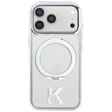 Husă pentru iPhone 18 Pro Max / iPhone 17 Pro Max, Karl Lagerfeld IML Ring Stand MagSafe Kameo Metal, Transparentă